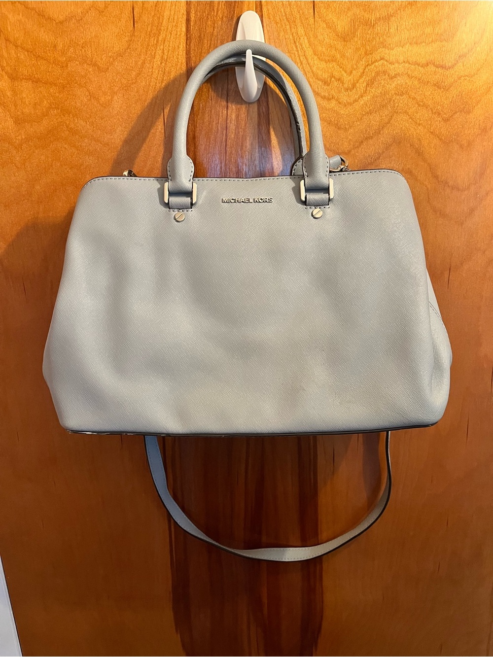 Michael Kors Pale Gray Saffiano Satchel